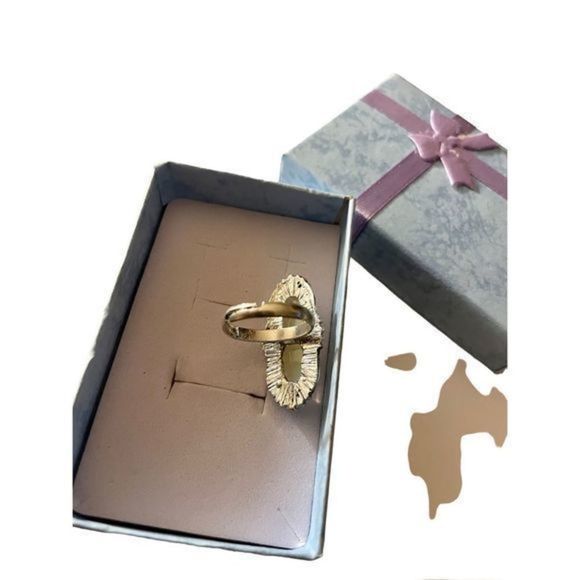 Large VINTAGE MULTICOLORED WHITE OPAL N SILVER RING - Picture 4 of 5